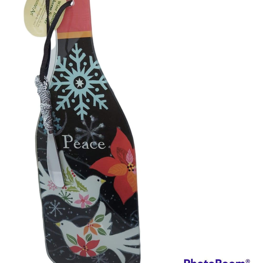 Counter Art Wine Bottle Holiday Cheese Server NWOT